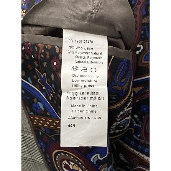 Tallia Men's 44 Regular Suit Jacket Stretch Wool Blend Cream/Brown Plaid NEW - Picture 10 of 10